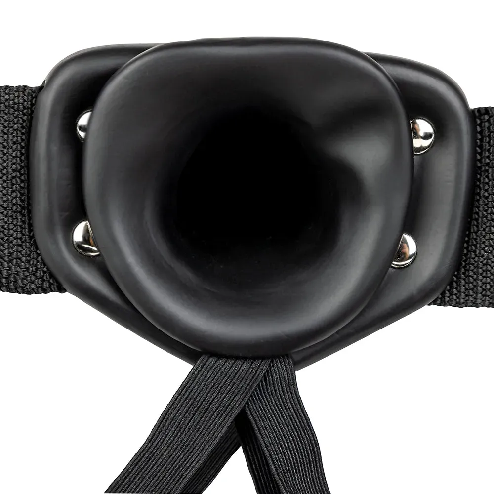 Shots Toys  Real Rock Hollow Vibrating 10 Inch Strap-On in Black-Seduce Mart