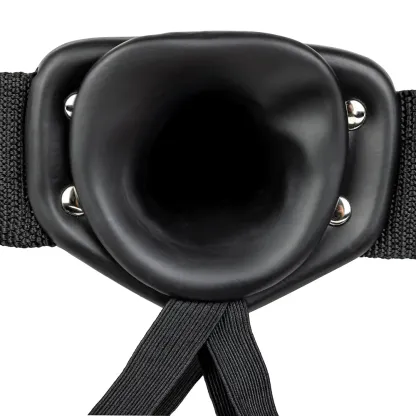 Shots Toys  Real Rock Hollow Vibrating 10 Inch Strap-On in Black-Seduce Mart