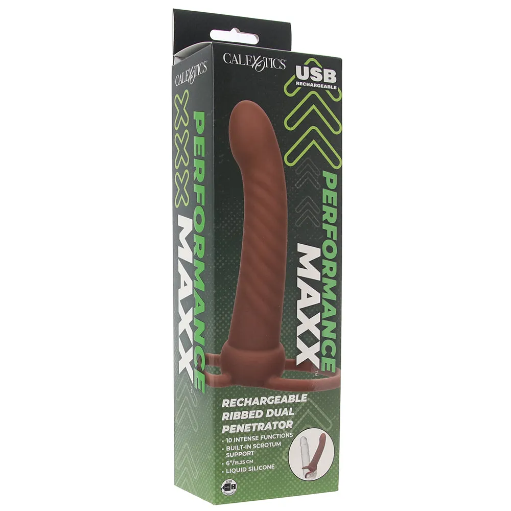 CalExotics  Performance Maxx Ribbed Dual Penetrator Vibe in Dark-Seduce Mart