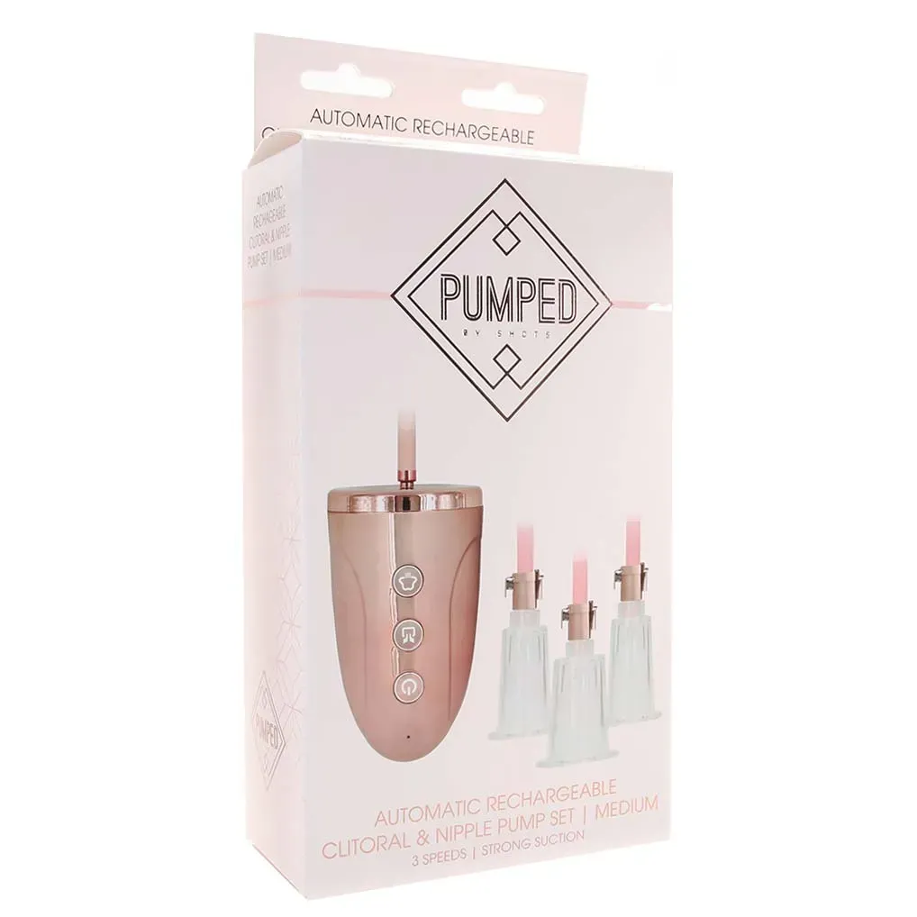 Shots Toys  Pumped Rechargeable Clitoral &amp; Nipple Pump Set in Medium-Seduce Mart