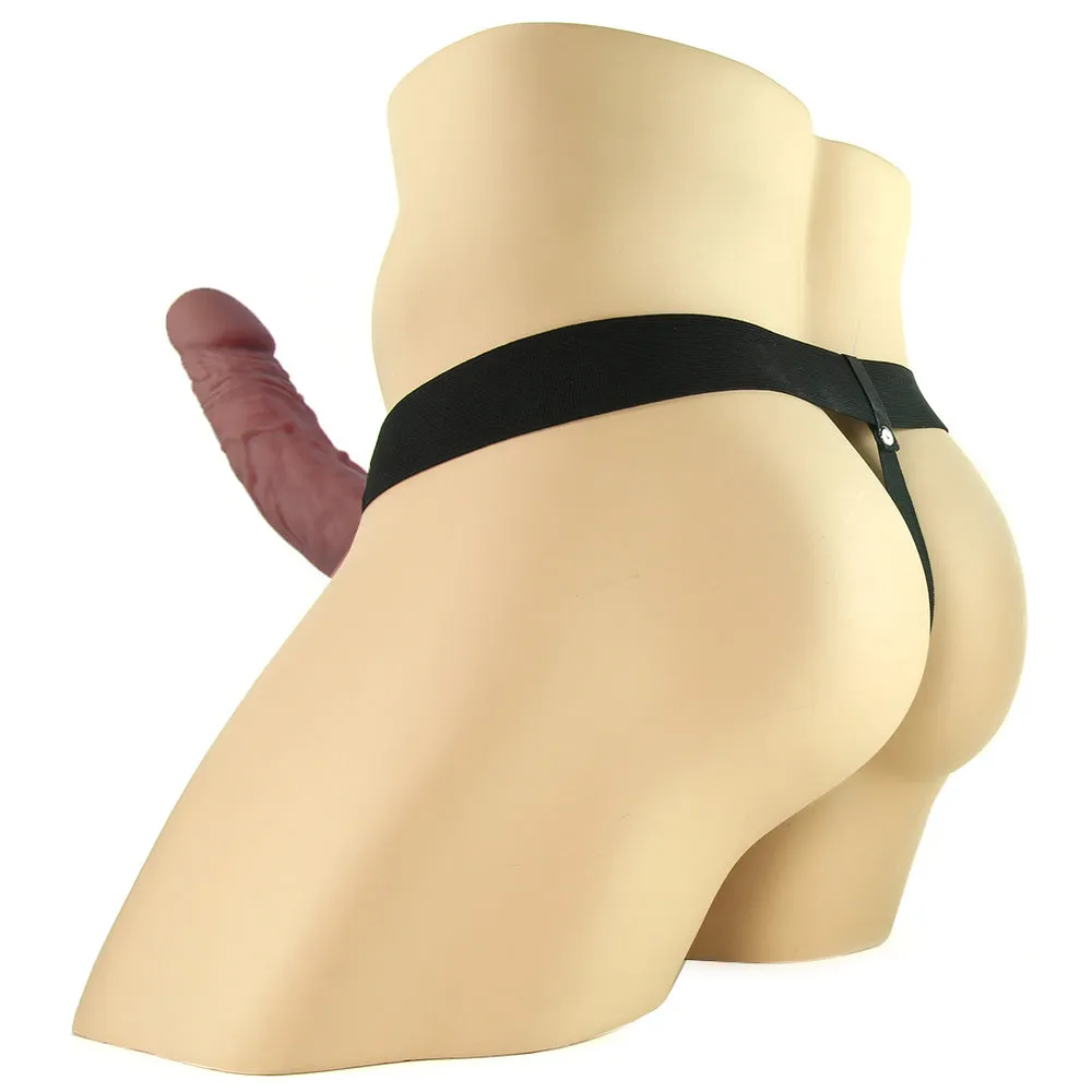 Pipedream  Fetish Fantasy Vibrating 9 Inch Hollow Strap-On in Brown-Seduce Mart