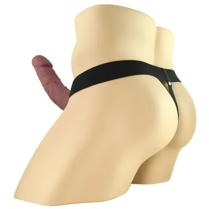 Pipedream  Fetish Fantasy Vibrating 9 Inch Hollow Strap-On in Brown-Seduce Mart