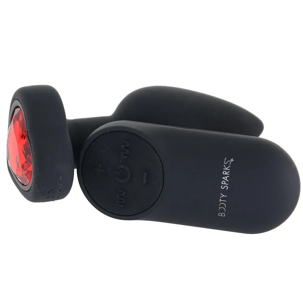 XR Brands  Booty Sparks Red Heart Gem Vibrating Anal Plug in Small-Seduce Mart