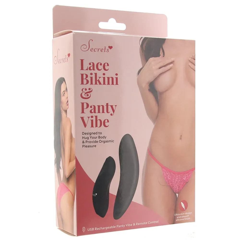 X-Gen  Hot Pink Lace Bikini &amp; Remote Panty Vibe in OS-Seduce Mart