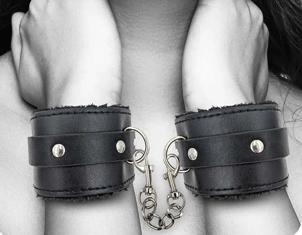 Black &amp; White Plush Wrist Cuffs