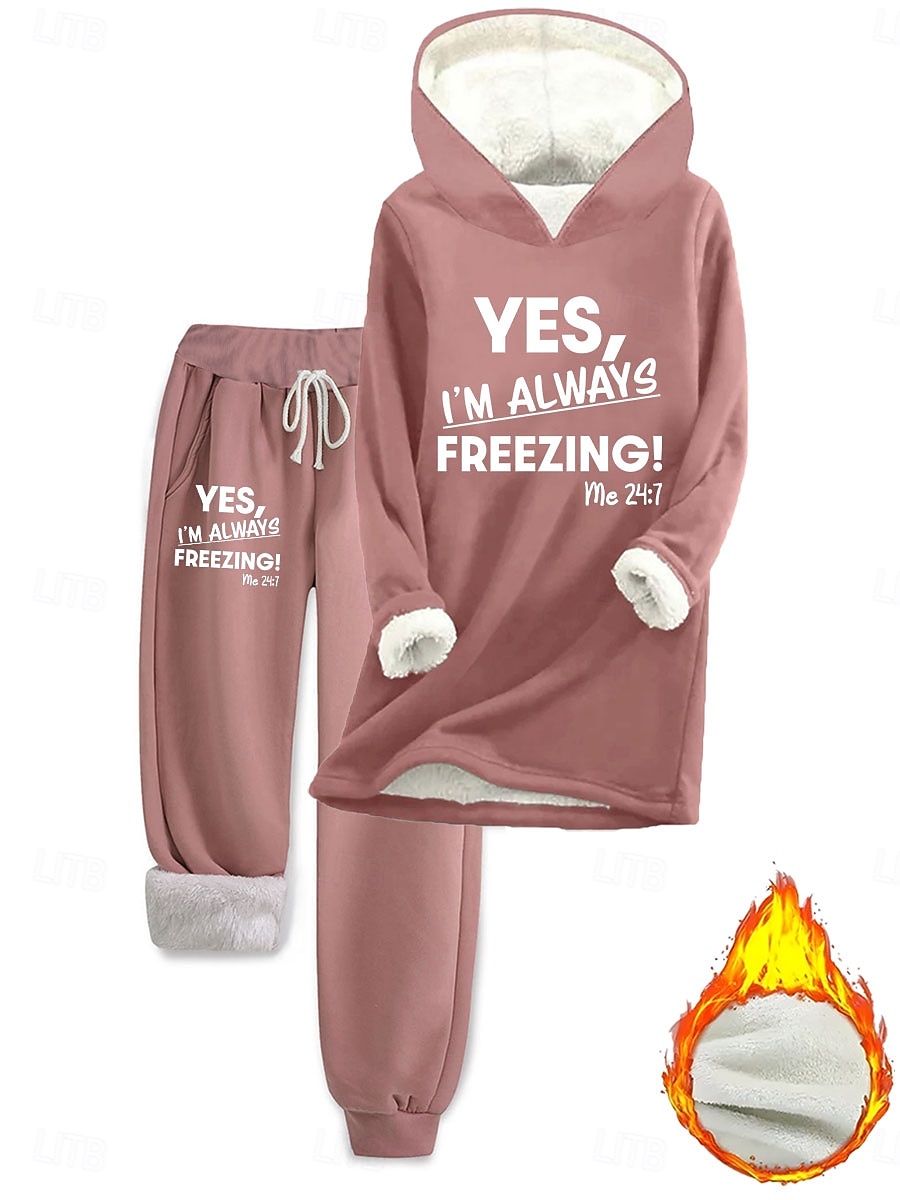 Women's Daily Stylish Two Piece Sets Tracksuit Pants Sets Long Sleeve Hooded Graphic Letter Drawstring Print Casual Daily Black Pink Dark Pink Fall Regular Fit 2025 - $47.99 –P1