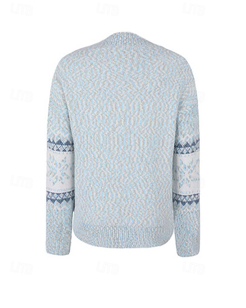 Women's Christmas Sweater Fair Isle Sweater Pullover Ugly Sweater Crew Neck Knit Knitted Fall Winter Party Outdoor Streetwear Long Sleeve Print Pink Blue 2025 - $31.99 &ndash;P6