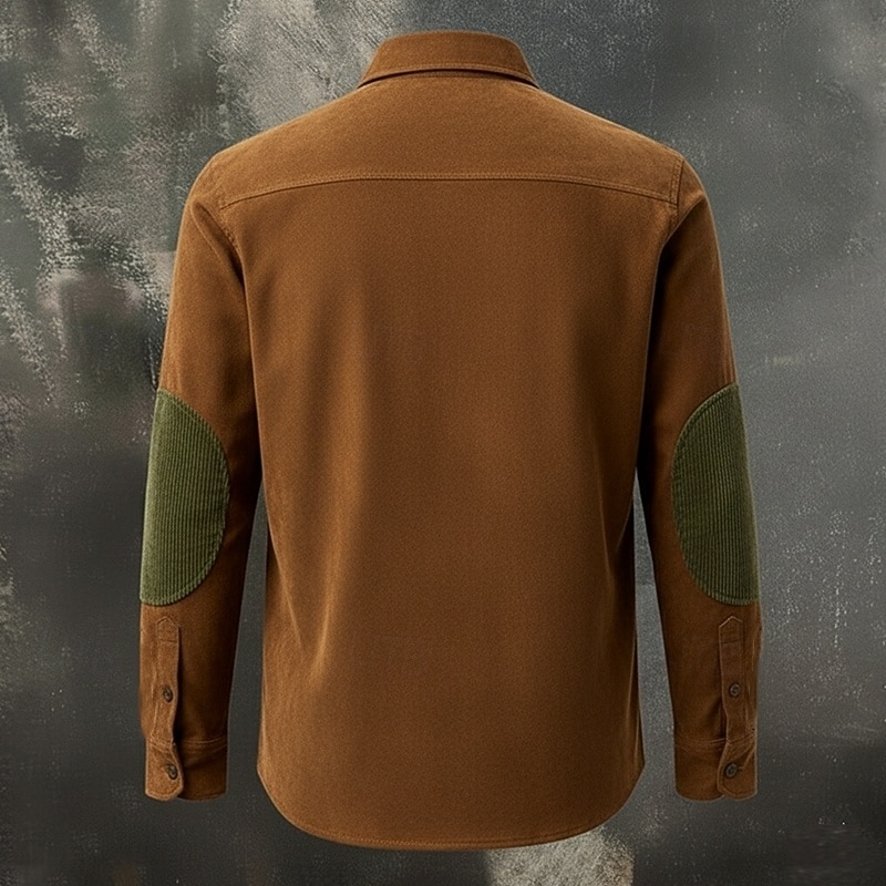 Men's Shirt Casual Shirt Vintage Shirt Corduroy Shirt Button Up Shirt Suede Shirt Black Brown khaki Long Sleeve Color Block Lapel Casual Daily Patchwork Clothing Apparel Fashion Vintage Retro 2025 - $24.99 &ndash;P2