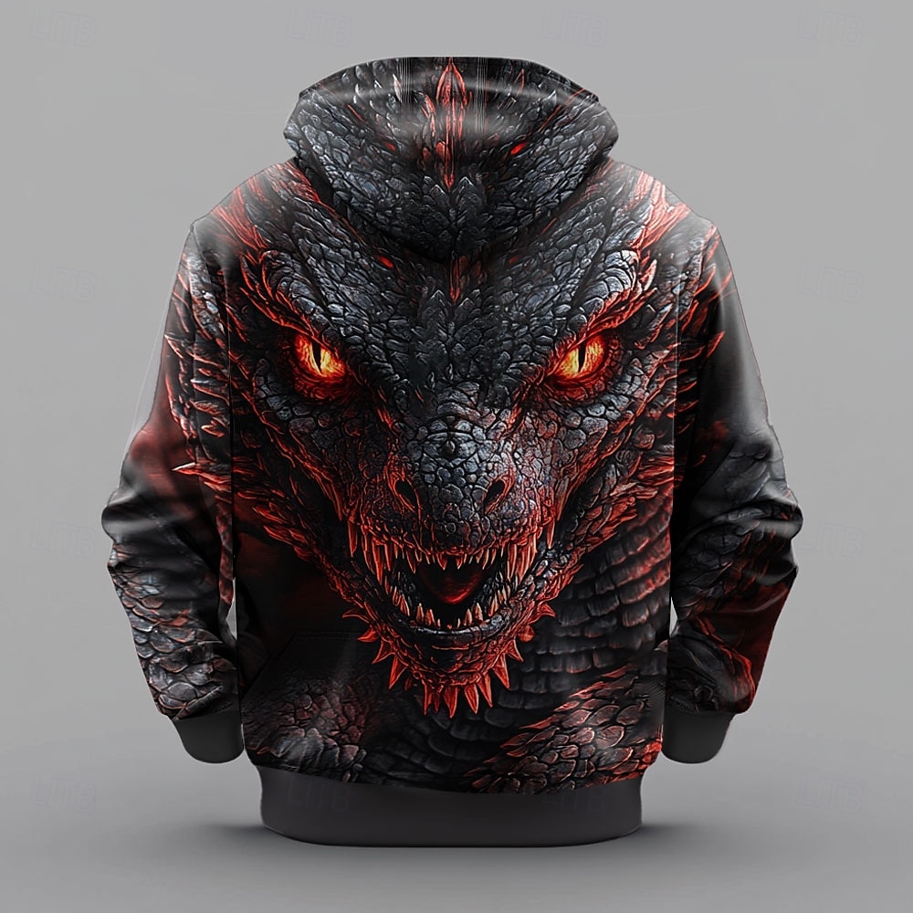Men's Dragon Hoodies Sweatshirt Fashion Cool Daily Long Sleeve Crew Neck Party Holiday Streetwear Black Blue Orange Gray Drawstring Fall Winter Designer S M L XL XXL XXXL 2025 - $30.99 &ndash;P2