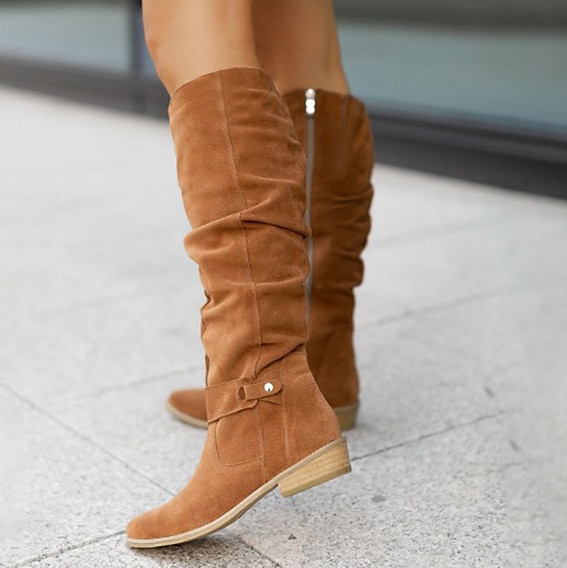 Women's Suede Knee-High Boots with Slouchy Design - Perfect for Fall Fashion, Casual Outings, and Outdoor Adventures 2026 - $54.99 &ndash;P8