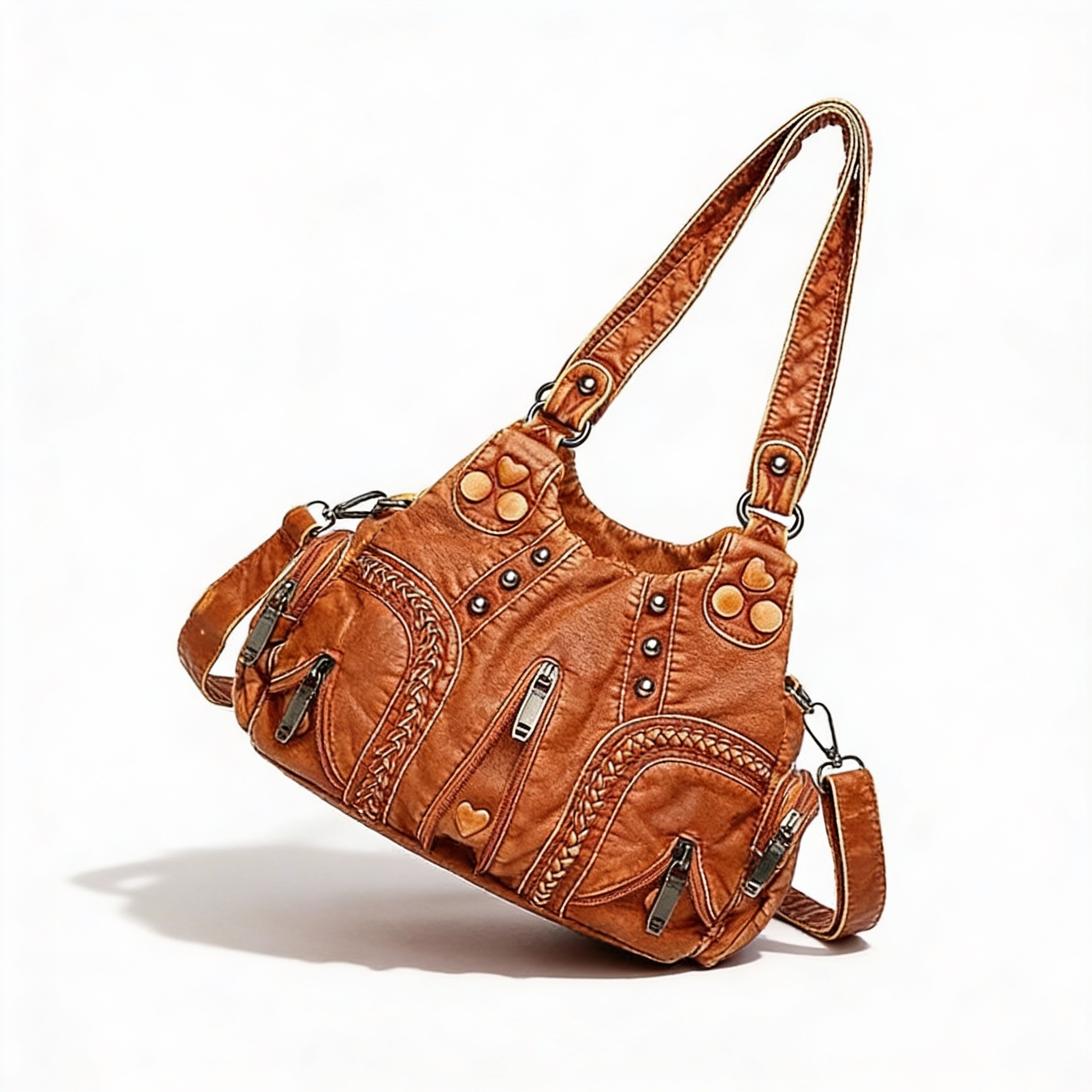 Authentic Full-Grain Leather Shoulder Bag Detail