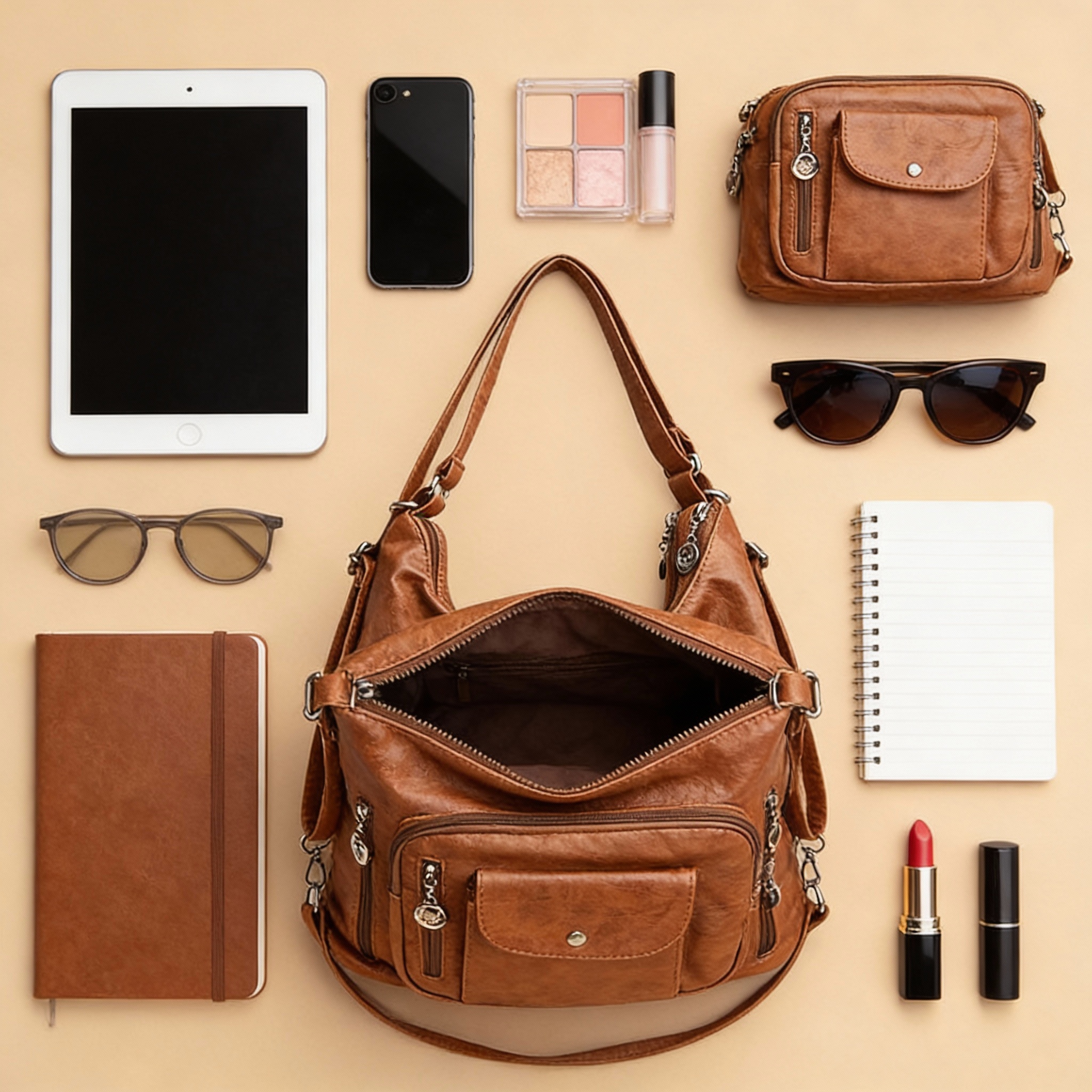Elegant Genuine Leather Hobo Bag Lifestyle