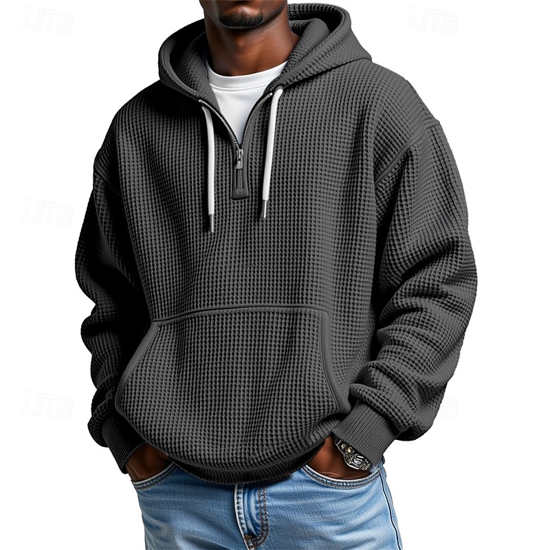 Men's Hoodie Quarter Zip Hoodie Black Light Green Wine Army Green Royal Blue Hooded Plain Drawstring Pocket Sports & Outdoor Daily Holiday Polyester Streetwear Basic Casual Spring Fall Clothing 2025 - $28.99 –P5