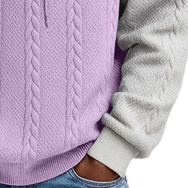 Men's Jacquard Hoodie Pullover Hoodie Sweatshirt Quarter Zip Hoodie Light Green Purple Gray Hooded Plain Patchwork Color Block Textured Casual Daily Sports & Outdoor Streetwear Cool Sportswear Spring 2025 - $23.99 &ndash;P5