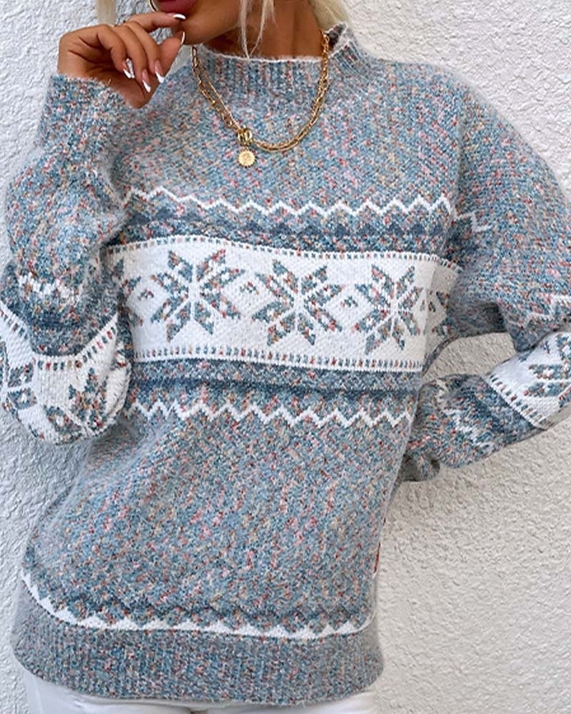 Women's Christmas Sweater Fair Isle Sweater Pullover Ugly Sweater Crew Neck Knit Knitted Fall Winter Party Outdoor Streetwear Long Sleeve Print Pink Blue 2025 - $31.99 &ndash;P3