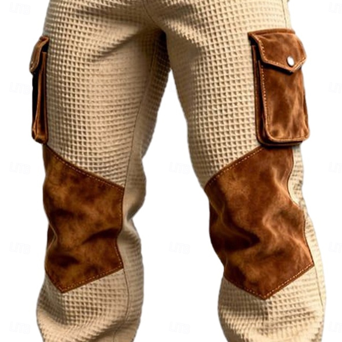 Men's Waffle Cargo Pants Trousers Casual Pants Pocket Elastic Waist Multi Pocket Plain Comfort Soft Full Length Outdoor Casual Daily Vacation Fashion Black Army Green Micro-elastic 2025 - $25.49 &ndash;P3