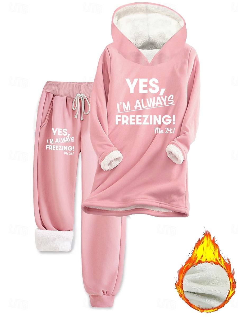 Women's Daily Stylish Two Piece Sets Tracksuit Pants Sets Long Sleeve Hooded Graphic Letter Drawstring Print Casual Daily Black Pink Dark Pink Fall Regular Fit 2025 - $47.99 –P8