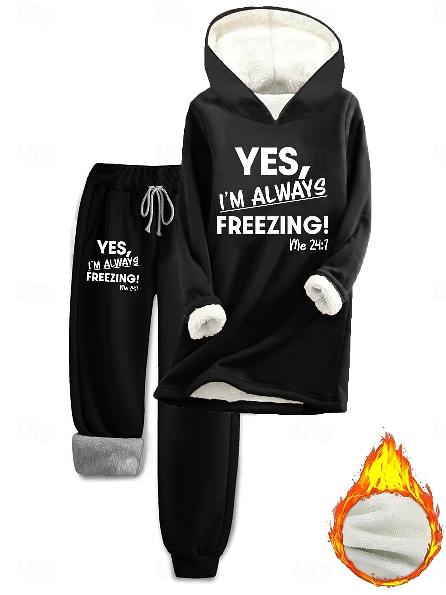 Women's Daily Stylish Two Piece Sets Tracksuit Pants Sets Long Sleeve Hooded Graphic Letter Drawstring Print Casual Daily Black Pink Dark Pink Fall Regular Fit 2025 - $47.99 –P7
