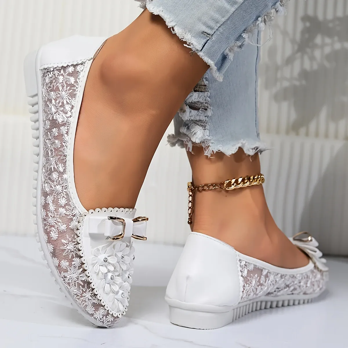 Women's Elegant Lace Breathable Slip On Orthopaedic Sandals