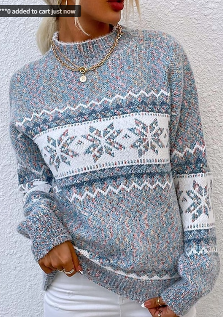 Women's Christmas Sweater Fair Isle Sweater Pullover Ugly Sweater Crew Neck Knit Knitted Fall Winter Party Outdoor Streetwear Long Sleeve Print Pink Blue