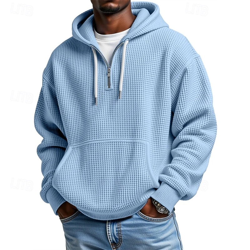Men's Hoodie Quarter Zip Hoodie Black Light Green Wine Army Green Royal Blue Hooded Plain Drawstring Pocket Sports & Outdoor Daily Holiday Polyester Streetwear Basic Casual Spring Fall Clothing 2025 - $28.99 –P1