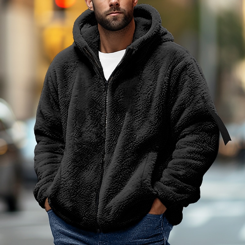 Men's Hoodie Outerwear Fleece Hoodie Black Navy Blue Khaki Dark Gray Hooded Plain Sports & Outdoor Daily Holiday Streetwear Cool Casual Fall & Winter Clothing Apparel Hoodies Sweatshirts  2025 - $32.99 &ndash;P8