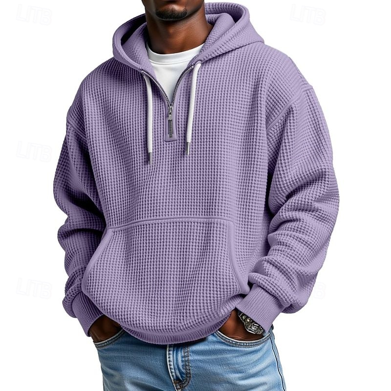 Men's Hoodie Quarter Zip Hoodie Black Light Green Wine Army Green Royal Blue Hooded Plain Drawstring Pocket Sports & Outdoor Daily Holiday Polyester Streetwear Basic Casual Spring Fall Clothing 2025 - $28.99 –P8