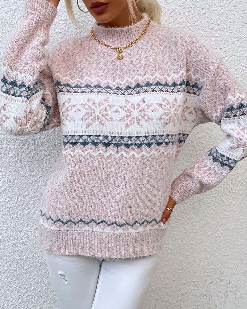 Women's Christmas Sweater Fair Isle Sweater Pullover Ugly Sweater Crew Neck Knit Knitted Fall Winter Party Outdoor Streetwear Long Sleeve Print Pink Blue 2025 - $31.99 &ndash;P7