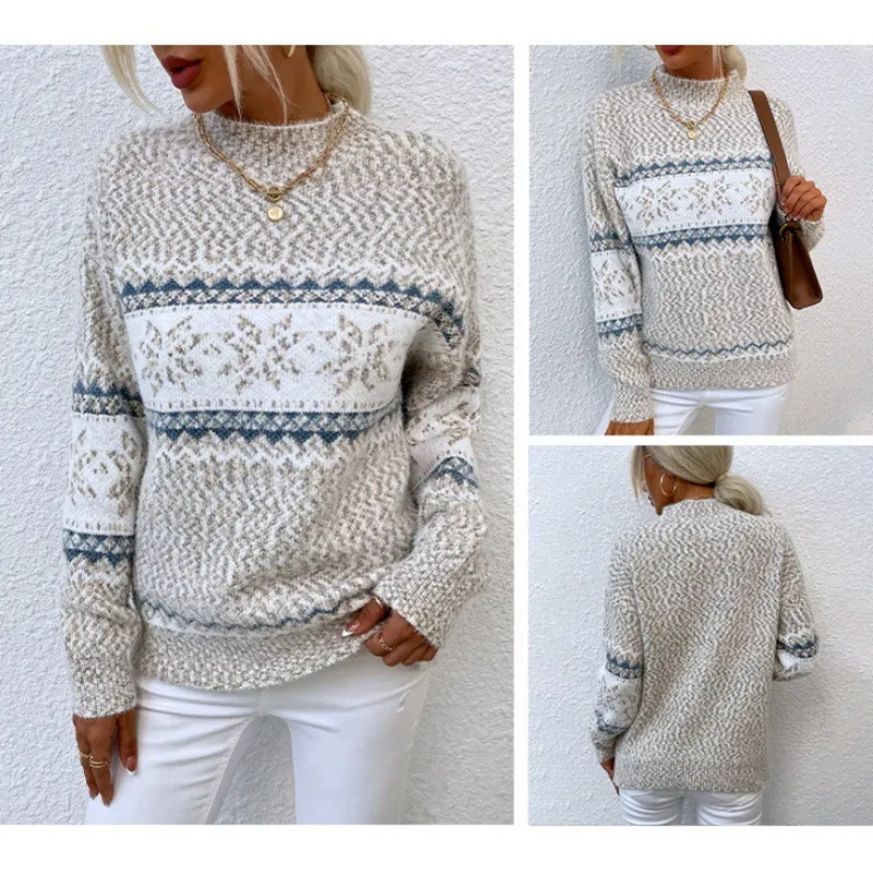 Women's Sweater Pullover Sweater Jumper Casual Soft Geometric Color Bl