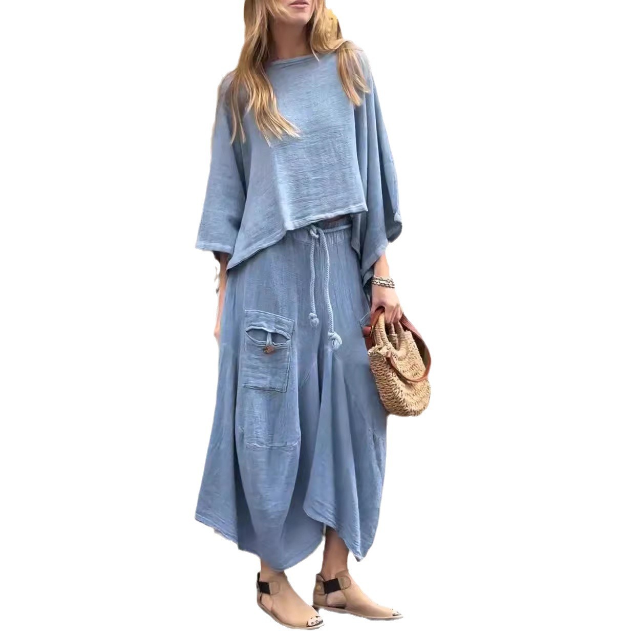 New style casual solid color loose skirt two piece suit-Limited 50% Off