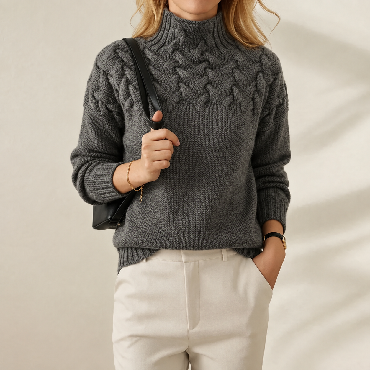 Cashmere Cable Knit Turtleneck
