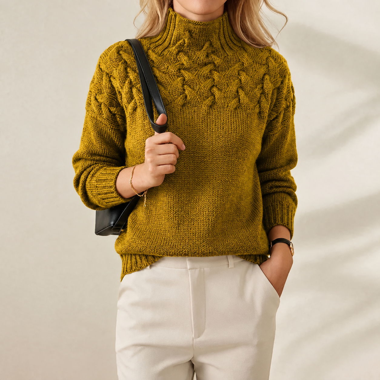 Cashmere Cable Knit Turtleneck