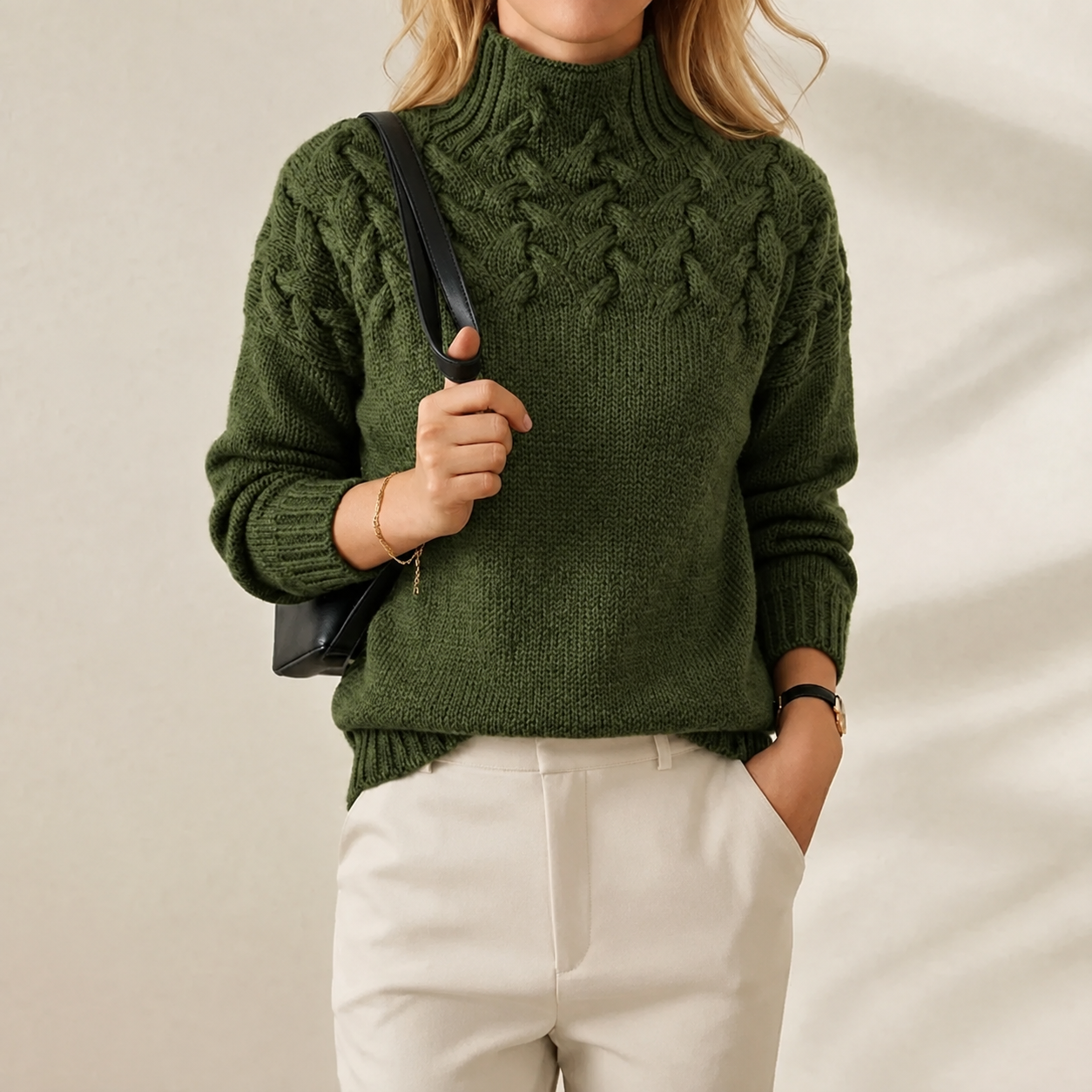 Cashmere Cable Knit Turtleneck