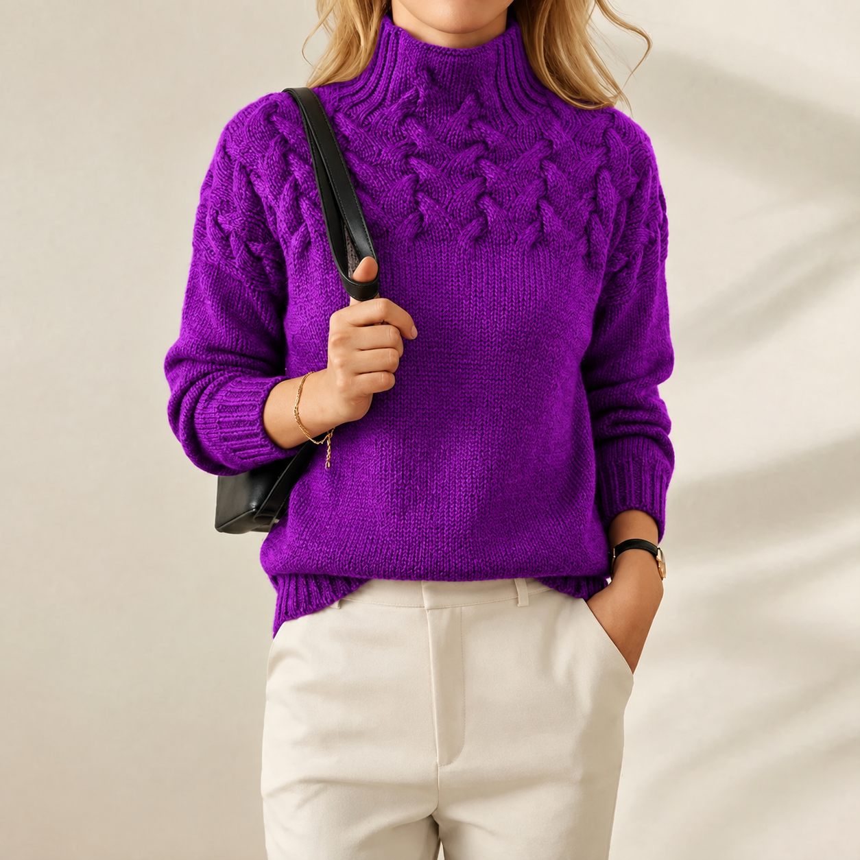 Cashmere Cable Knit Turtleneck