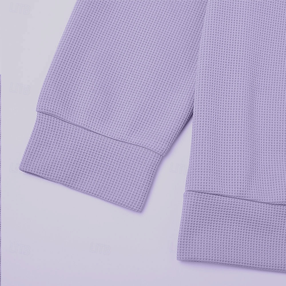 Men's Waffle Polo Shirts Textured Formal Business Ribbed Polo Collar Long Sleeve Fashion Solid Color Buttons Plain Fall Spring & Fall Loose Fit Black Light Green Green Light Blue Purple Khaki Waffle 2025 - $23.99 –P11