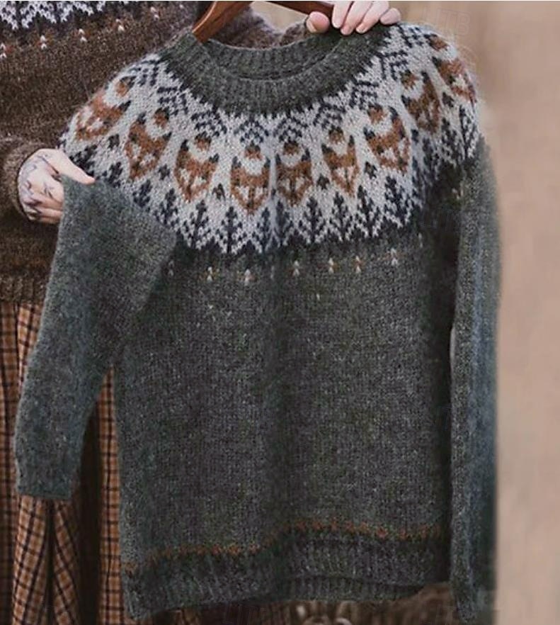 Women's Sweater Pullover Sweater Jumper Casual Soft Geometric Color Block Ribbed Crew Neck Knitted Long Sleeve Regular Tops Knit Outdoor Daily Weekend Pink Blue Fall Winter 2025 - $31.99 &ndash;P5