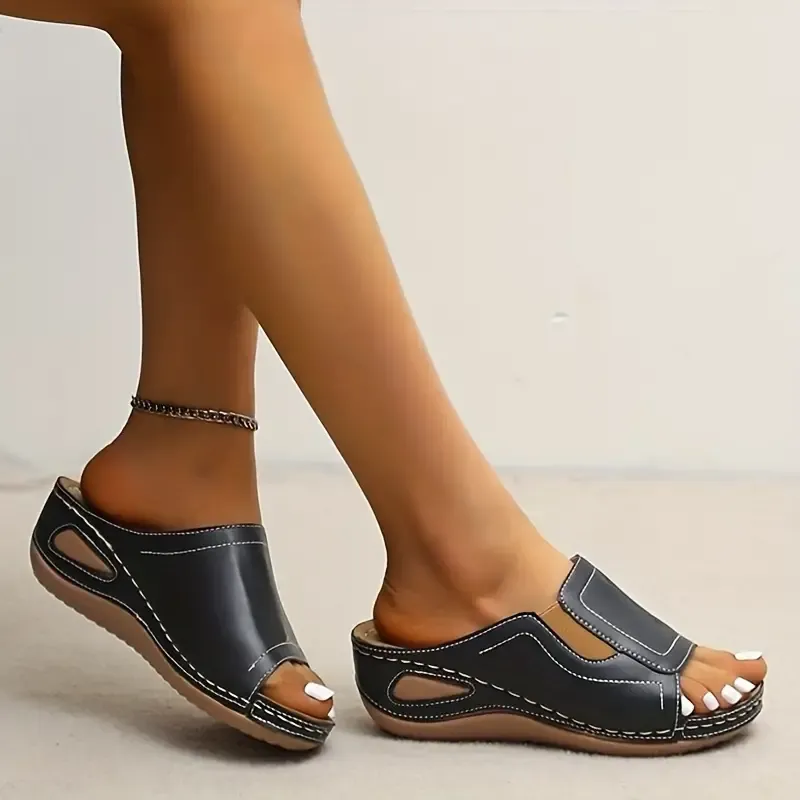 😍Last Day 50% OFF😍 - Women's Slope Heel Leather Sandals