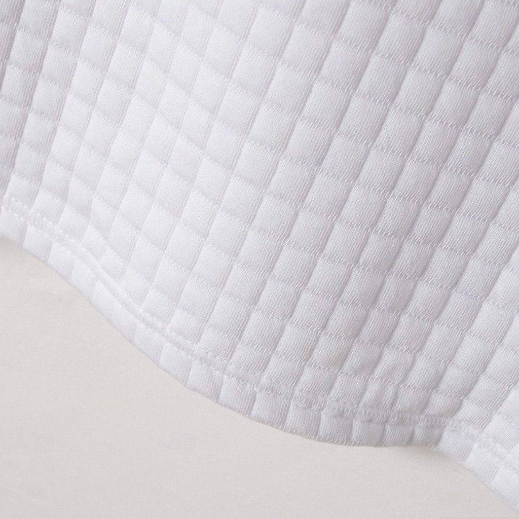 Men's Waffle Polo Shirts Textured Sports & Outdoor Casual Quarter Zip Long Sleeve Fashion Comfortable Zip Up Pocket Spring &  Fall Cross-Seasons Fall & Winter Black White Navy Blue Purple Orange 2025 - $22.99 &ndash;P5