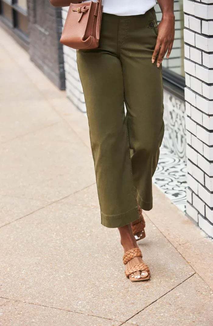 🔥2024 HOT SALE🔥Stretch Twill Cropped Wide Leg Pants