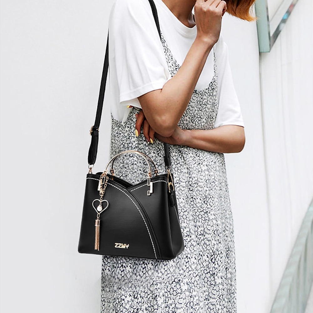 Women's Navy Blue and Pink Handbag with Heart Tassel Charm &ndash; Elegant Faux Leather Crossbody and Tote Bag for Everyday Use 2026 - $32.99 &ndash;P13