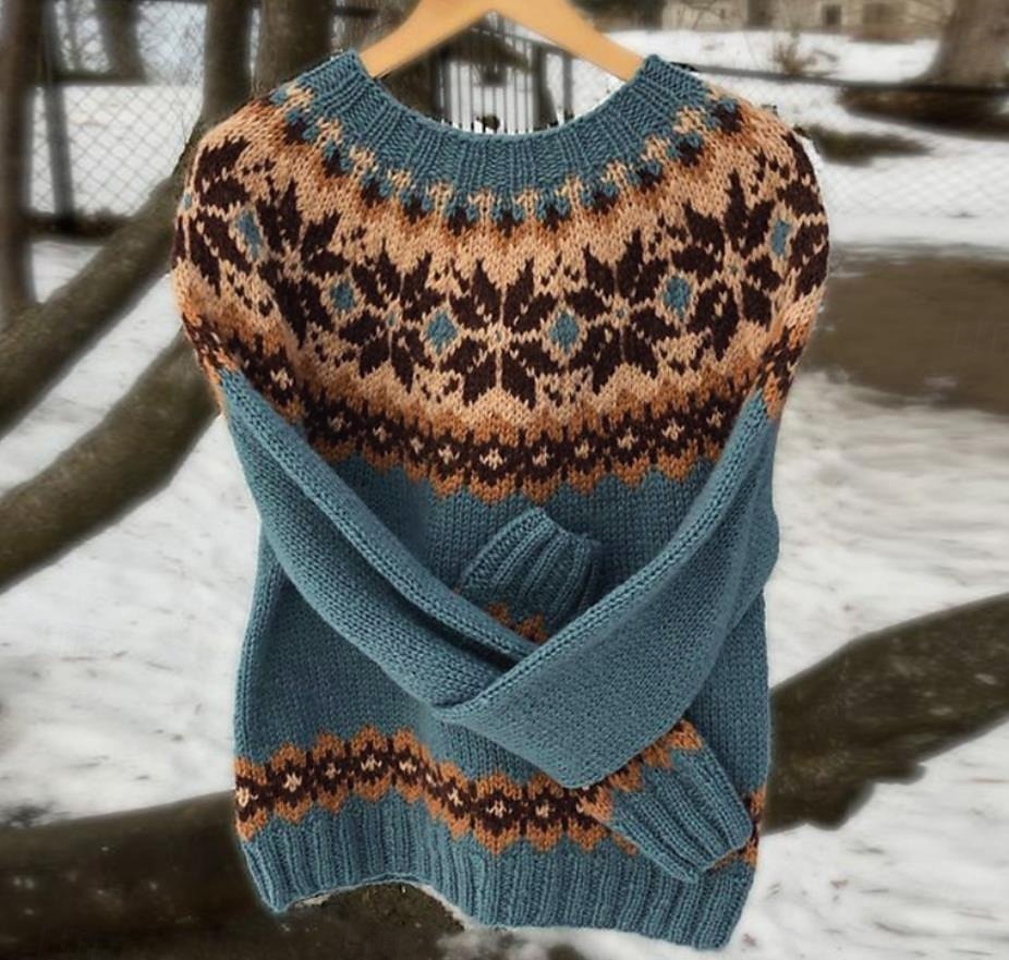 Women's Sweater Pullover Sweater Jumper Casual Soft Geometric Color Block Ribbed Crew Neck Knitted Long Sleeve Regular Tops Knit Outdoor Daily Weekend Pink Blue Fall Winter 2025 - $31.99 &ndash;P6