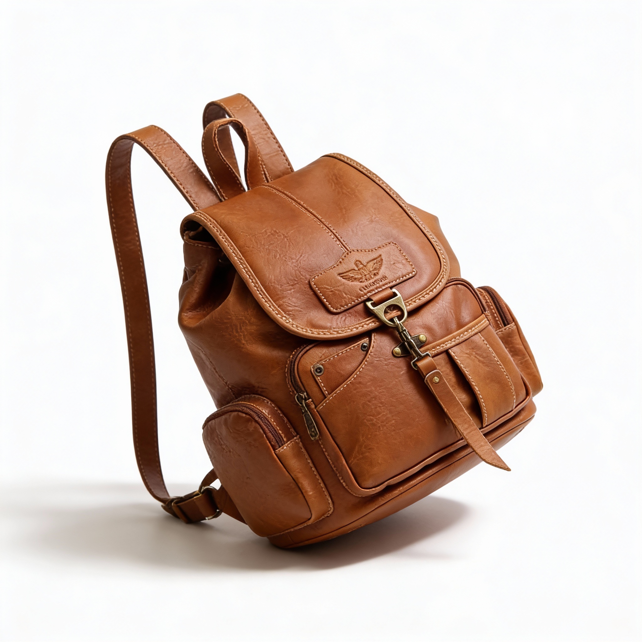 Women's Genuine Leather Backpack - Frontal view
