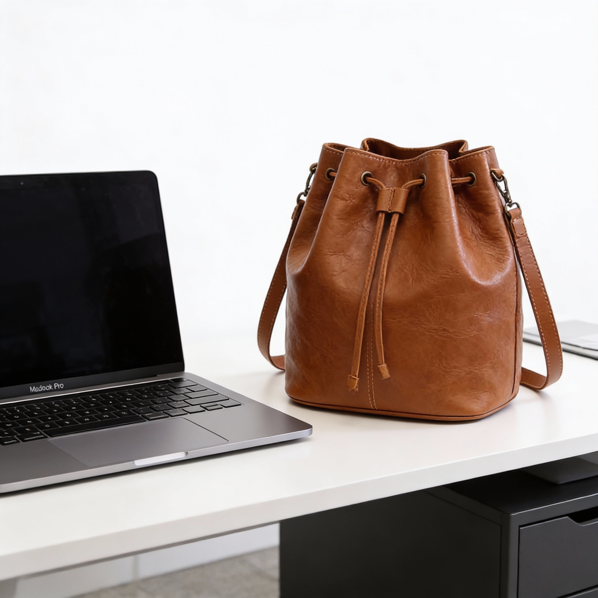 Lifestyle shot of backpack being worn in a chic setting
