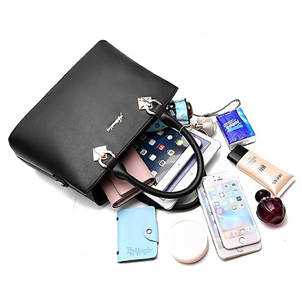 Women's Elegant White Faux Leather Handbag with Gold Hardware and Floral Charm - Stylish Shoulder Bag for Daily Use and Special Occasions 2026 - $46.99 &ndash;P5