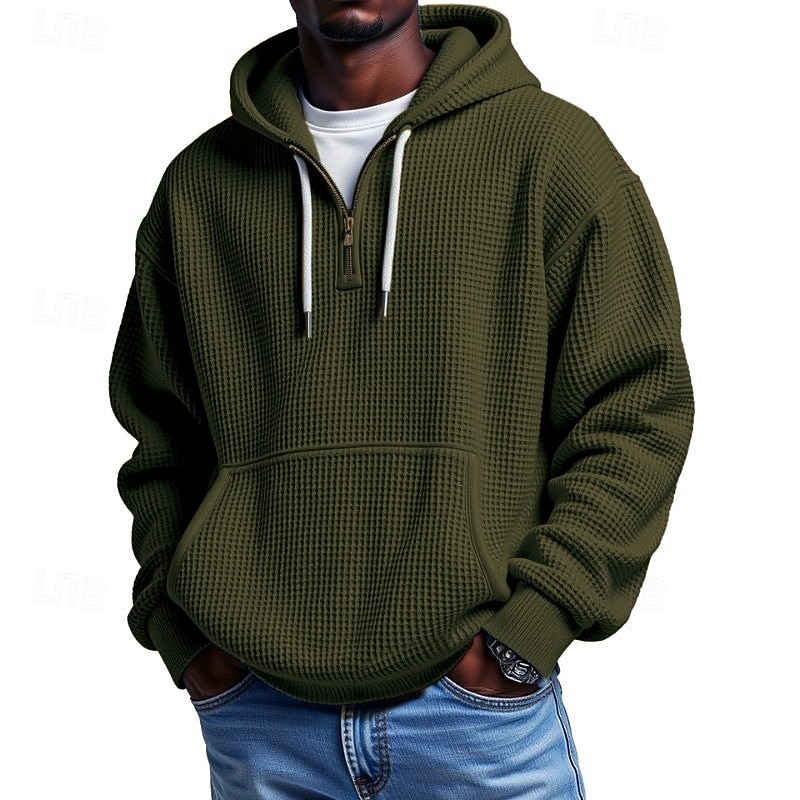 Men's Hoodie Quarter Zip Hoodie Black Light Green Wine Army Green Royal Blue Hooded Plain Drawstring Pocket Sports & Outdoor Daily Holiday Polyester Streetwear Basic Casual Spring Fall Clothing 2025 - $28.99 –P9