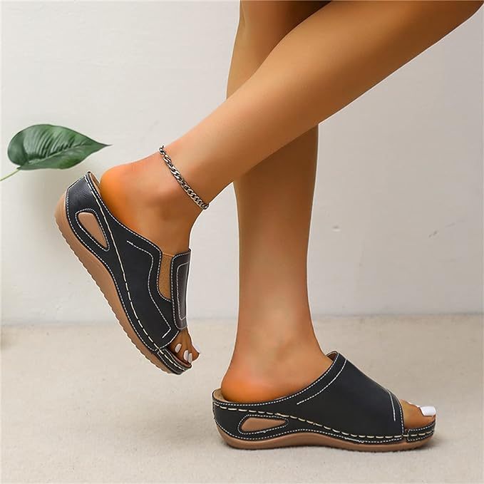 😍Last Day 50% OFF😍 - Women's Slope Heel Leather Sandals