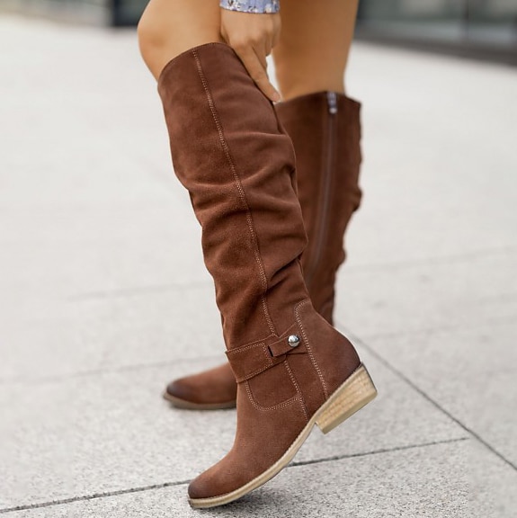 Women's Suede Knee-High Boots with Slouchy Design - Perfect for Fall Fashion, Casual Outings, and Outdoor Adventures 2026 - $54.99 &ndash;P9