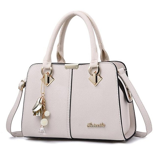 Women's Elegant Blue Handbag with Removable Strap and Stylish Charm Decoration - Perfect for Office and Casual Use