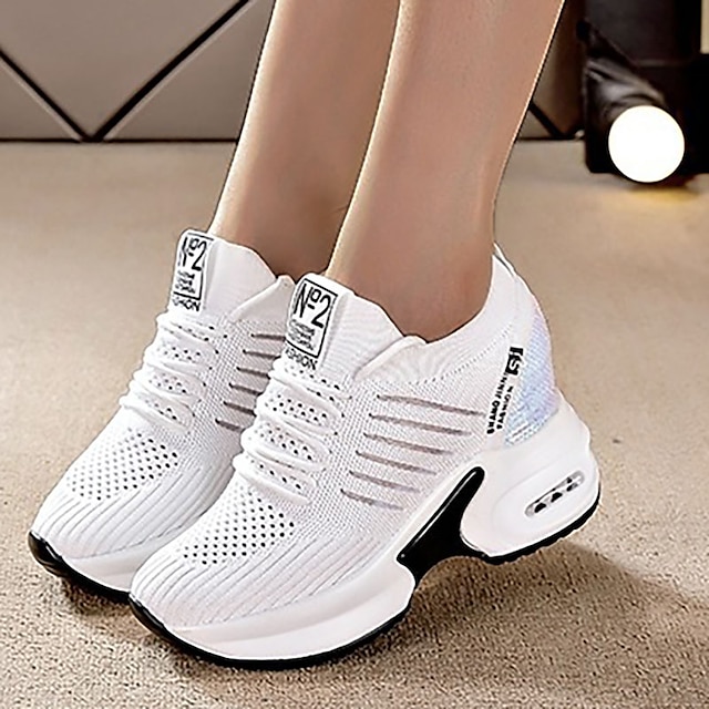Women's White Air Cushion Running Sneakers