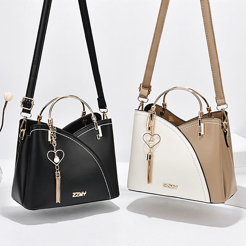 Women's Navy Blue and Pink Handbag with Heart Tassel Charm &ndash; Elegant Faux Leather Crossbody and Tote Bag for Everyday Use 2026 - $32.99 &ndash;P15